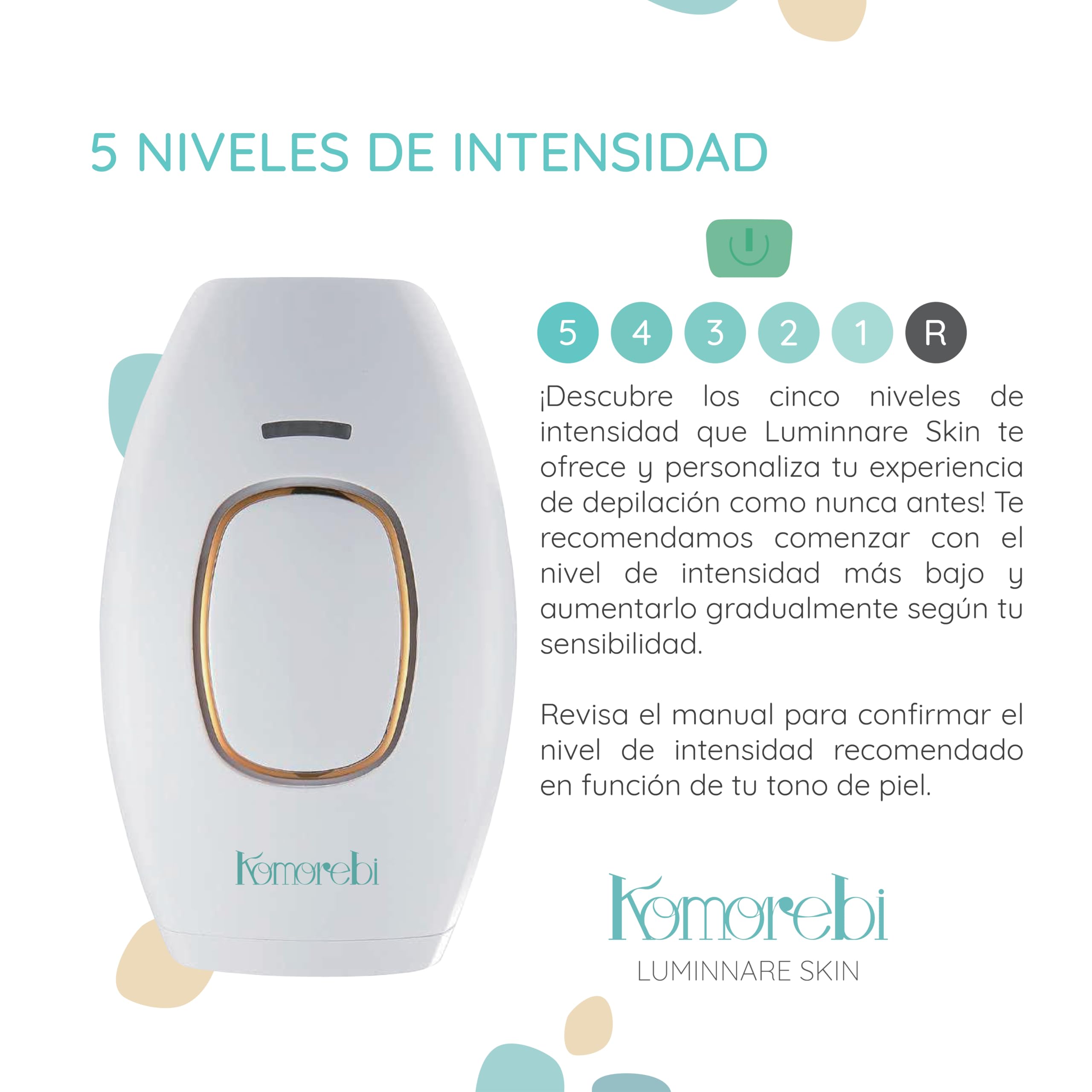 Komorebi Luminare Skin - Depiladora Laser Mujer, Maquina Laser Depilacion para Hombre y Mujer, 999.990 Flashes, Depilación Láser en casa, Modos Manual y Automático, Segura e indolora