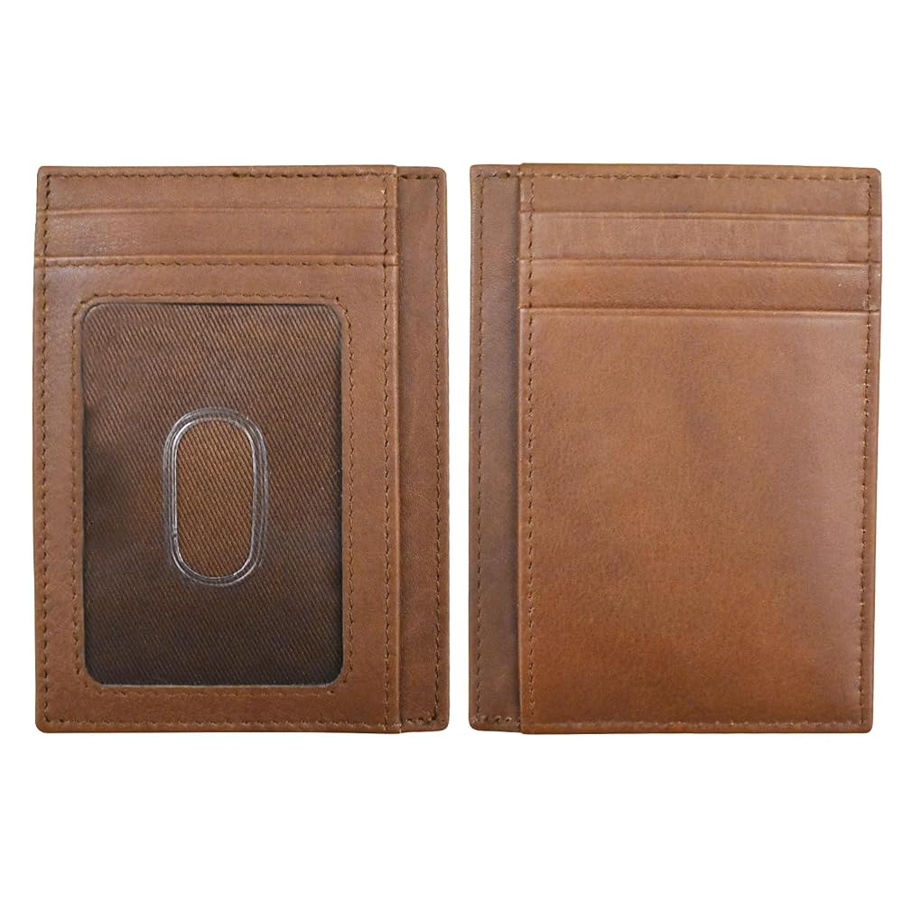 ili New York Genuine Leather Slim RFID Card Holder for Men and Women