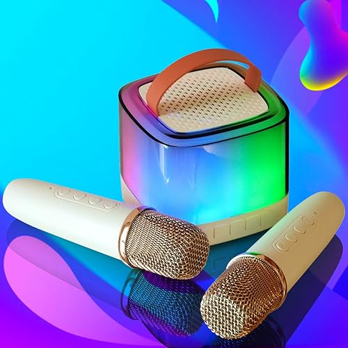 Máquina de karaoke para adultos y niños, máquina de karaoke portátil con 2 micrófonos inalámbricos Bluetooth, el mejor regalo de cumpleaños,