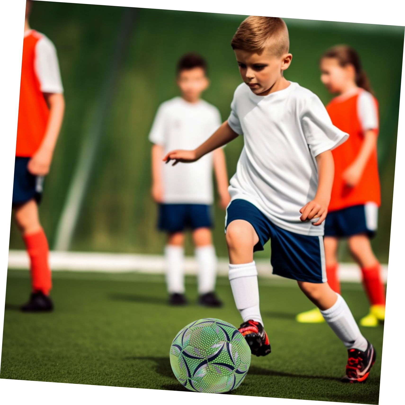 1pezzi Pallone da Calcio Luminoso Fluorescente Pallone Sportivo in Materiale Pu Resistente all Usura per Allenamento Indoor Notturno