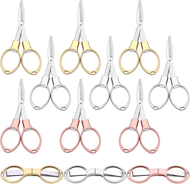 Stainless Steel Scissors Anti Rust Folding Scissors Glasses Shaped Mini Shear for Home and Travel Use (6)