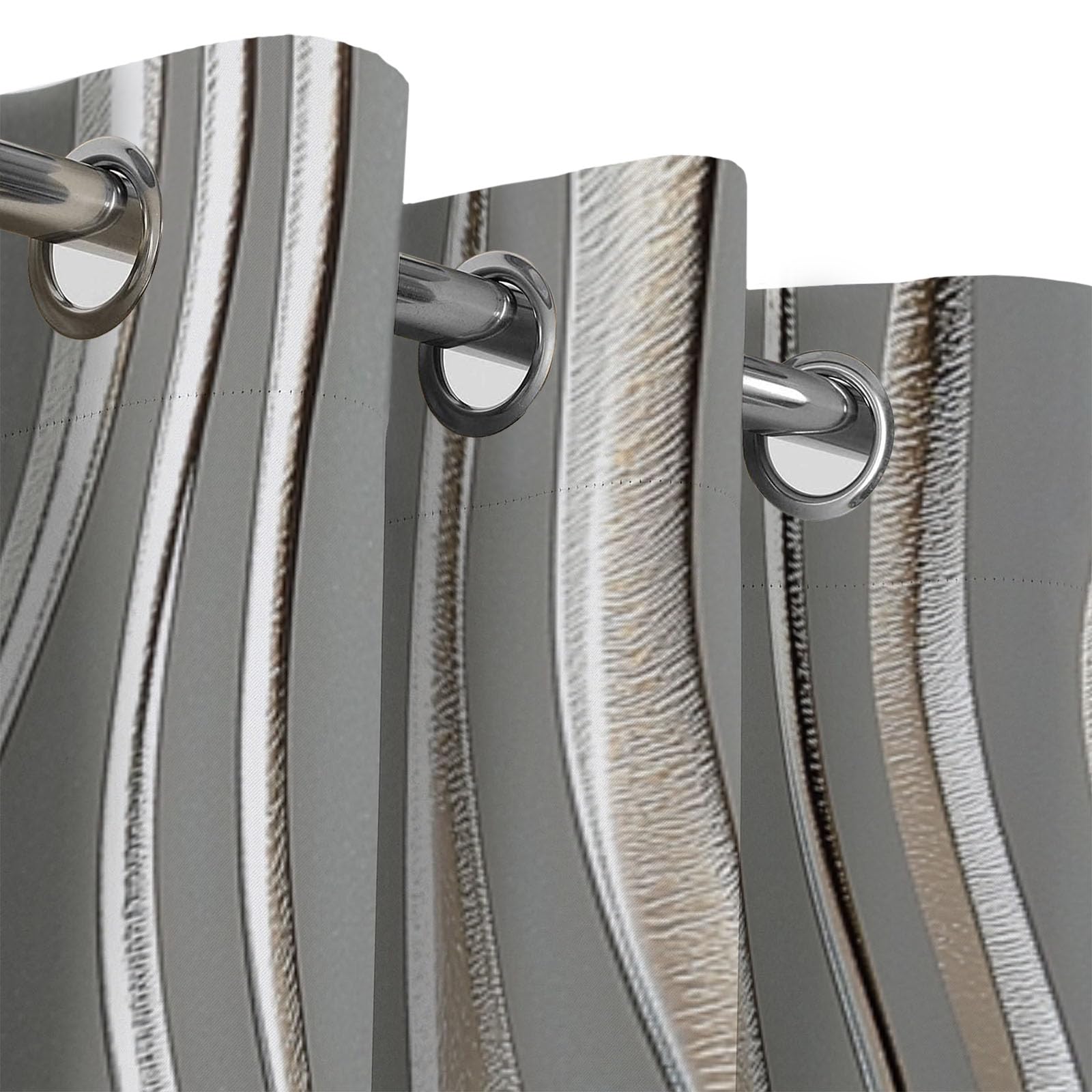 Cortinas Opacas Ondas De Lámina Plateada Brillante para Dormitorio, 240 Cm De Largo, 2 Paneles De Cortinas con Ollaos Geométrico De Lujo para Sala De Estar, Cortina De Aislamiento Térmico, Gris Plata