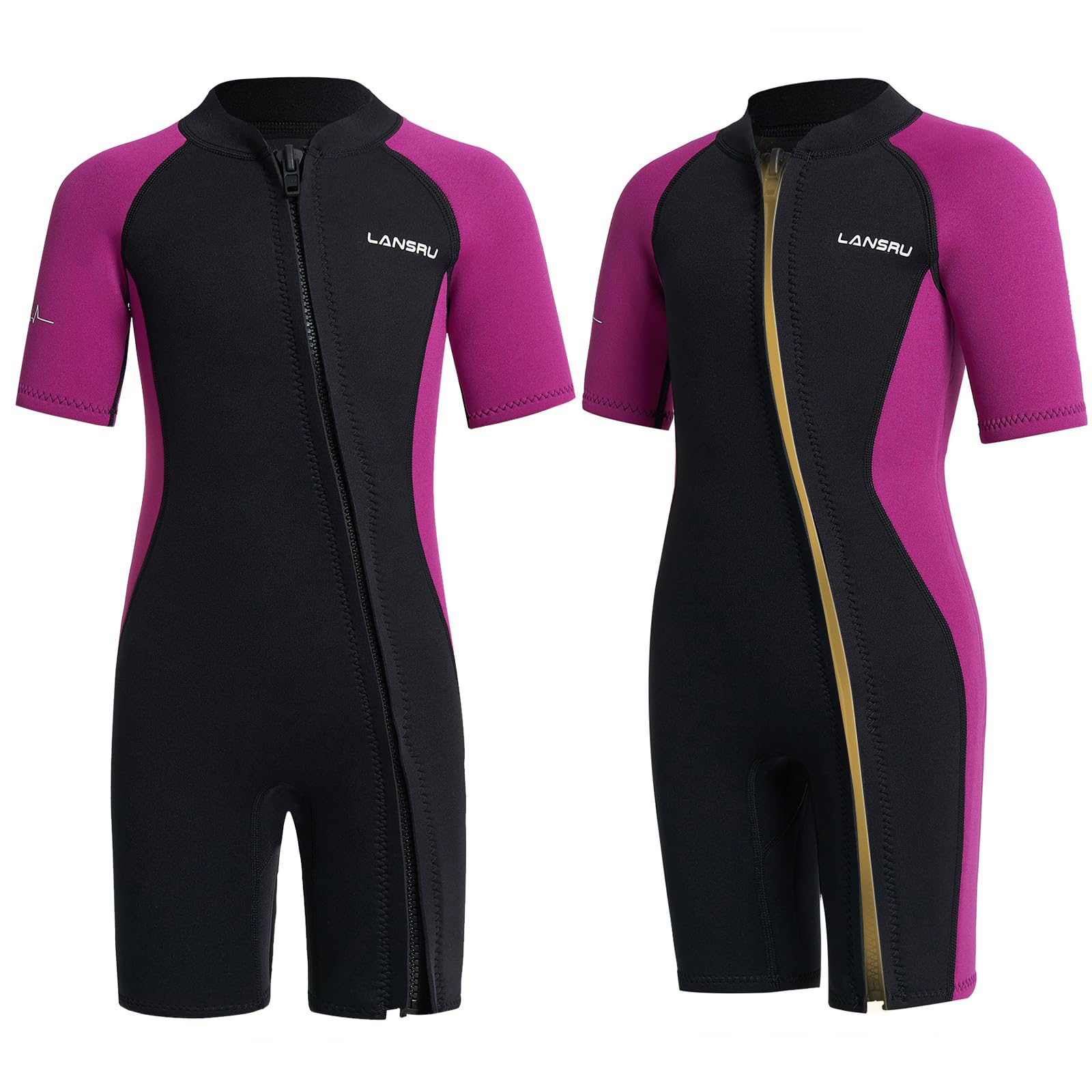 Traje de Neopreno para niños – 2,0 mm Corto Neopreno para niños, pionero Cremallera Completa, protección UV, Traje térmico para Surf, natación y Buceo