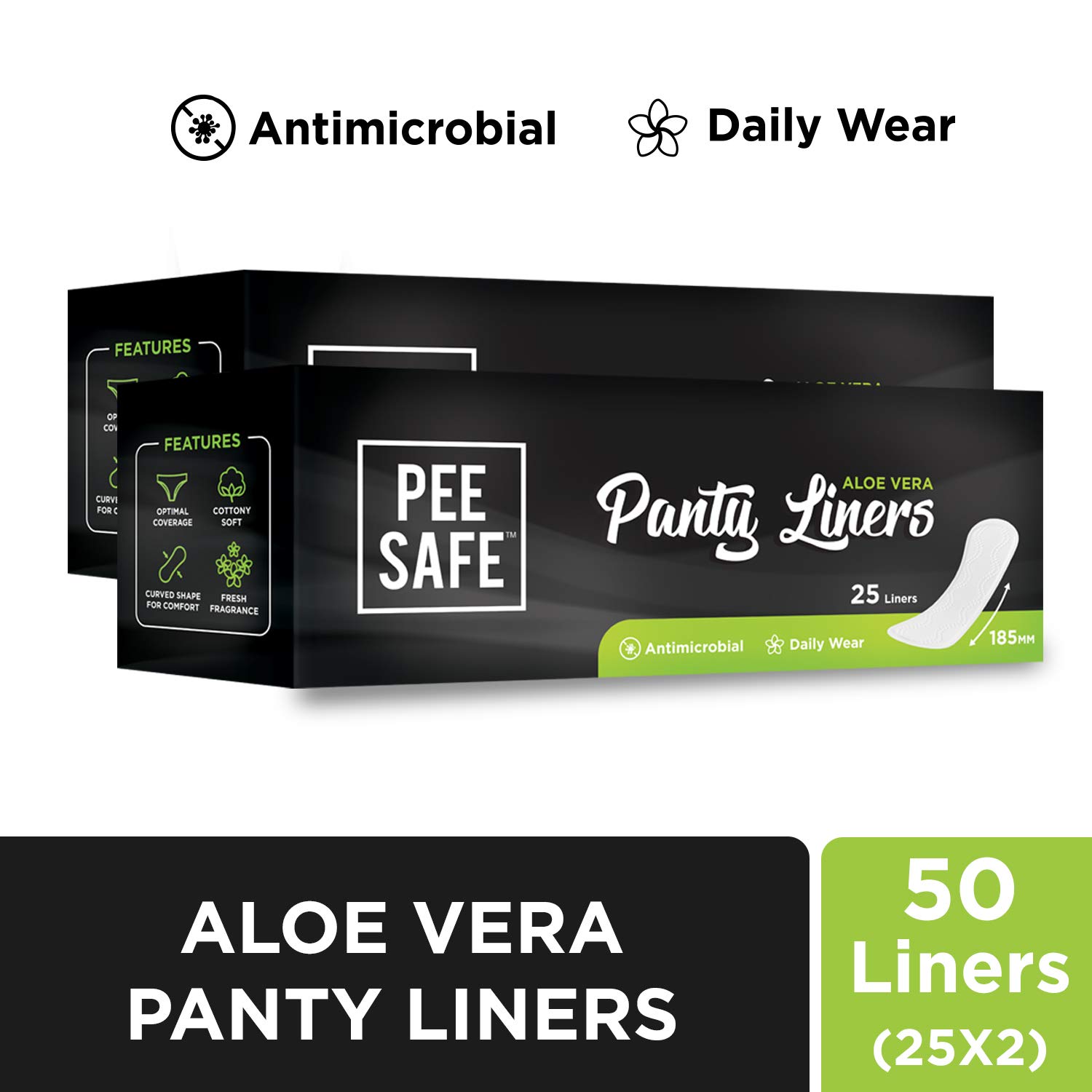 Buy PEESAFE Aloe Vera Panty Liners (Set of 2, 50 Count) \+ Pee Safe Natural  Intimate Wash - 105 ml Online at Low Prices in India - Amaz