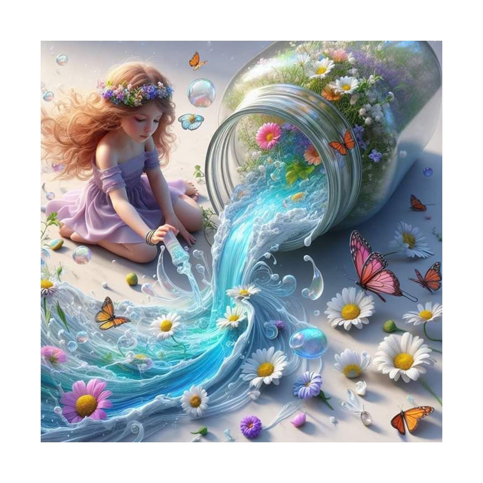 JATOK Diamond Art Kits Adults, Fairy Elf Diamond Painting Kits for Adults Beginners, DIY Full Drill Gem Art Kits Crafts Home Wall Decor Girls Gifts, 16x16in/40x40cm