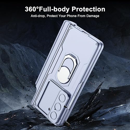 Miniatura 7 de DOOTOO - Funda magnética para Samsung Galaxy Z Fold 5, protección de cobertura de bisagra soporte para bolígrafo S Fold 5 Edition Soporte de anillo,