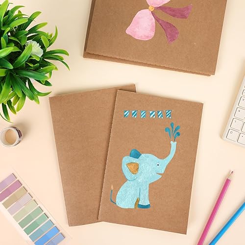 Miniatura 5 de LABUK Paquete de 100 cuadernos de papel kraft rayados, diarios A5 a granel, cuaderno de 8.3 x 5.5 pulgadas a granel para diario de viajero,