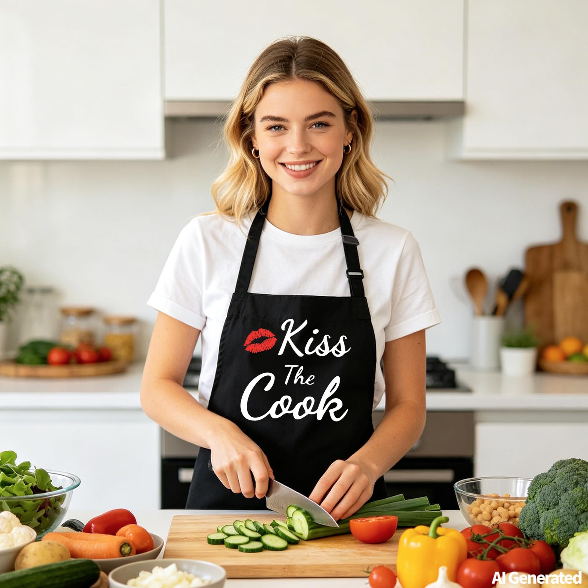 Kaidouma Delantales divertidos para mujeres y hombres, delantal de beso al cocinero, divertidos delantales para cocinar, barbacoa, parrilla, con 2 bolsillos, regalos de cumpleaños, día de la madre