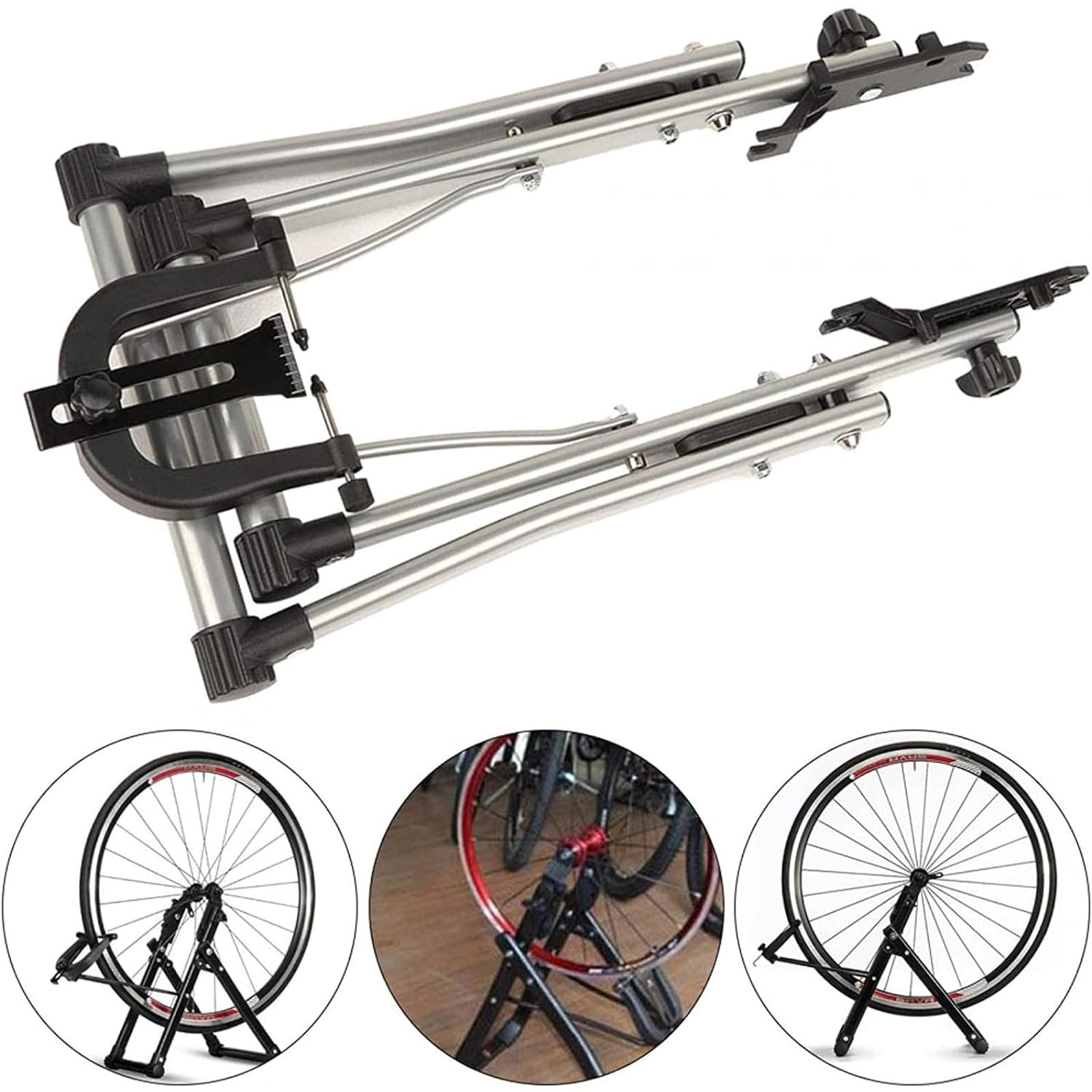 Support de réglage de jante de vélo pliable, support de correction de roue, outil de réparation de vélo, support de réparation de support de correction de roue, pliable, adapté à un usage domestique