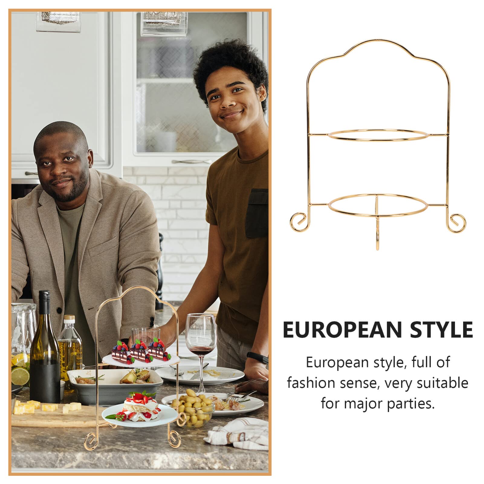 Cabilock 1pc Metal Wedding Tea Tiered Cuake Supplies and Tray Iron Tree Home Fruit Rack Brithday Tier Dessert Pie Style Layer Stand Server Serving Birthday Scalloped Double Display