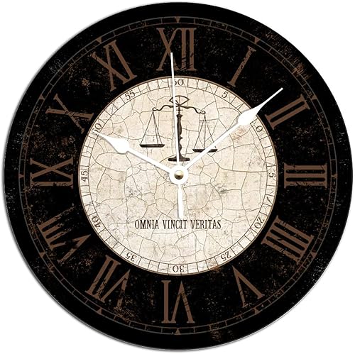 Reloj de pared con leyes, estilo rústico, de PVC, de 15 x 15 pulgadas, decoración de cocina, regalo de baño, funciona con pilas, silencioso,