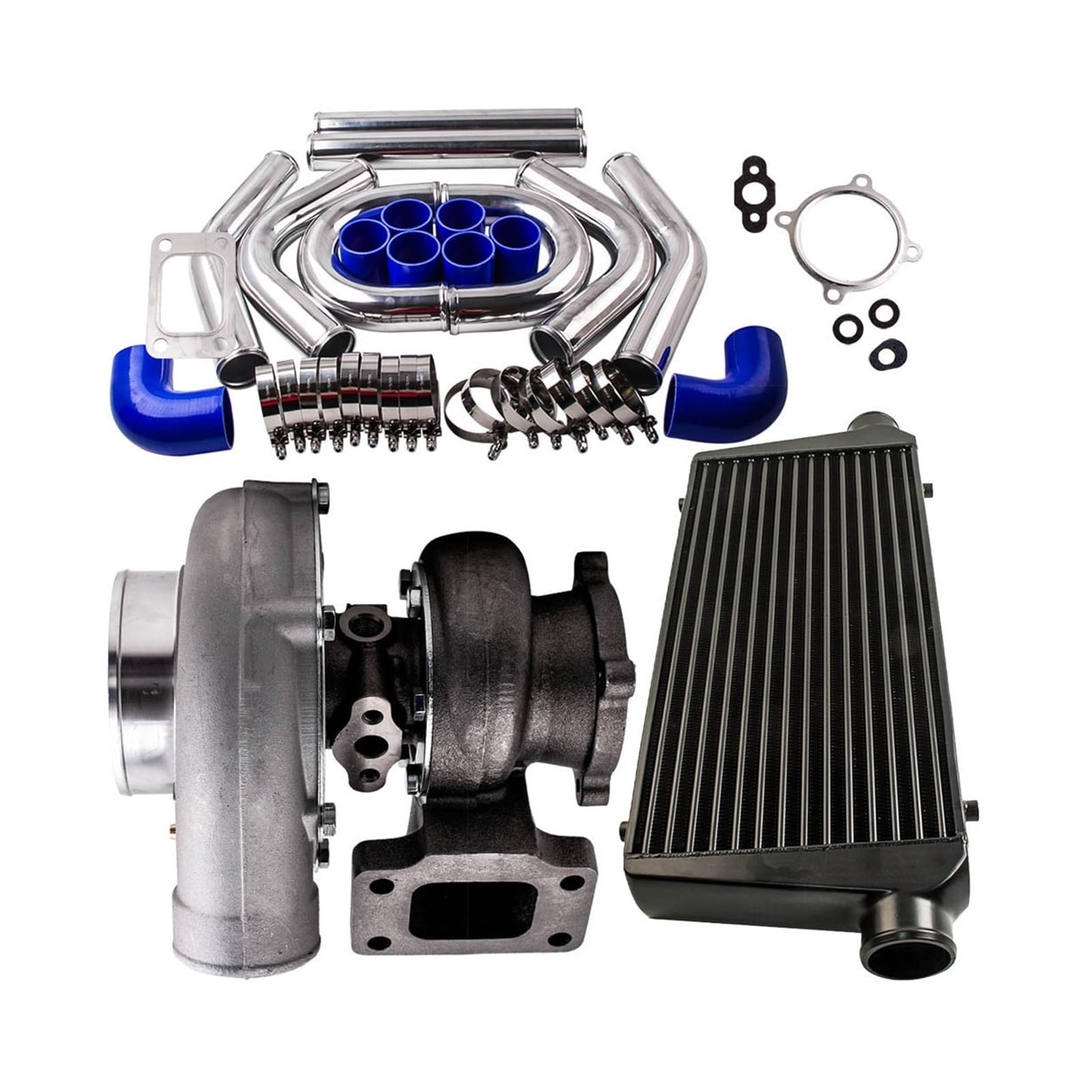 Cooled Intercooler Turbo Intercooler Kit GT3582 GT35 Turbo Charger T3 A/R .63 + 2.5" Pipe Kit + 600x300x76 Intercooler