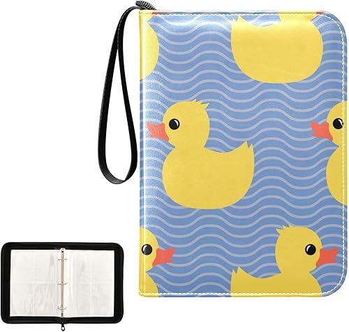 Miniatura 2 de Álbum de tarjetas de patos en piel sintética duradera, diseño seguro con cremallera, carpeta impermeable para tarjetas coleccionables