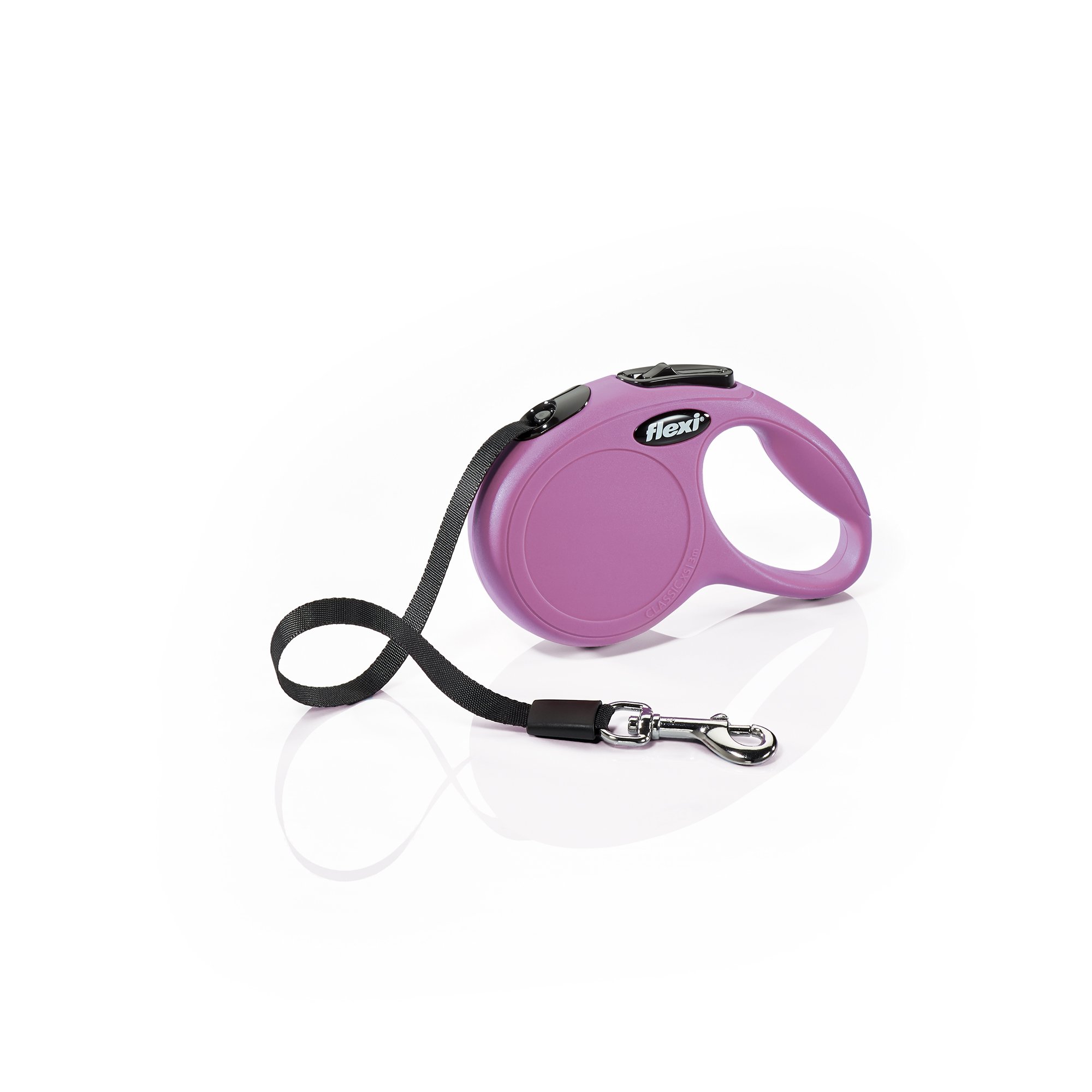 FLEXI New Classic Retractable Dog Leash (Tape), 10 ft, Extra Small, Pink