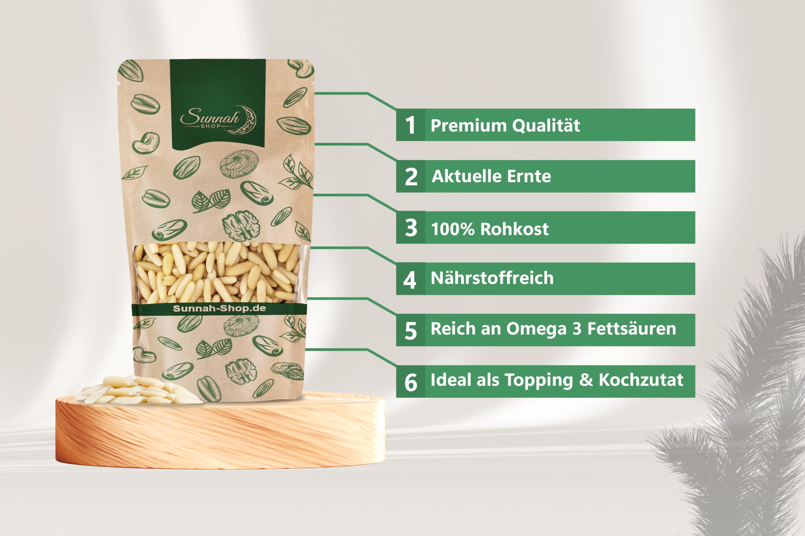Sunnah Shop® Premium Pinienkerne 500g naturbelassen aus Pakistan | 100% natürliche Qualität ohne Zusätze | geschält und naturbelassen von höchster Qualität | Vegan Protein