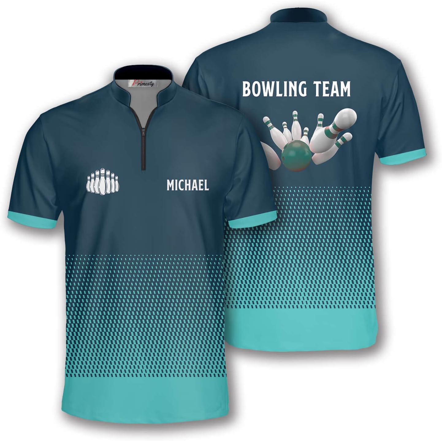 PRIMESTY Custom Men's Bowling Sublimation Printed Jerseys, Lightweight & Quick-Dry Material, Size S-5XL
