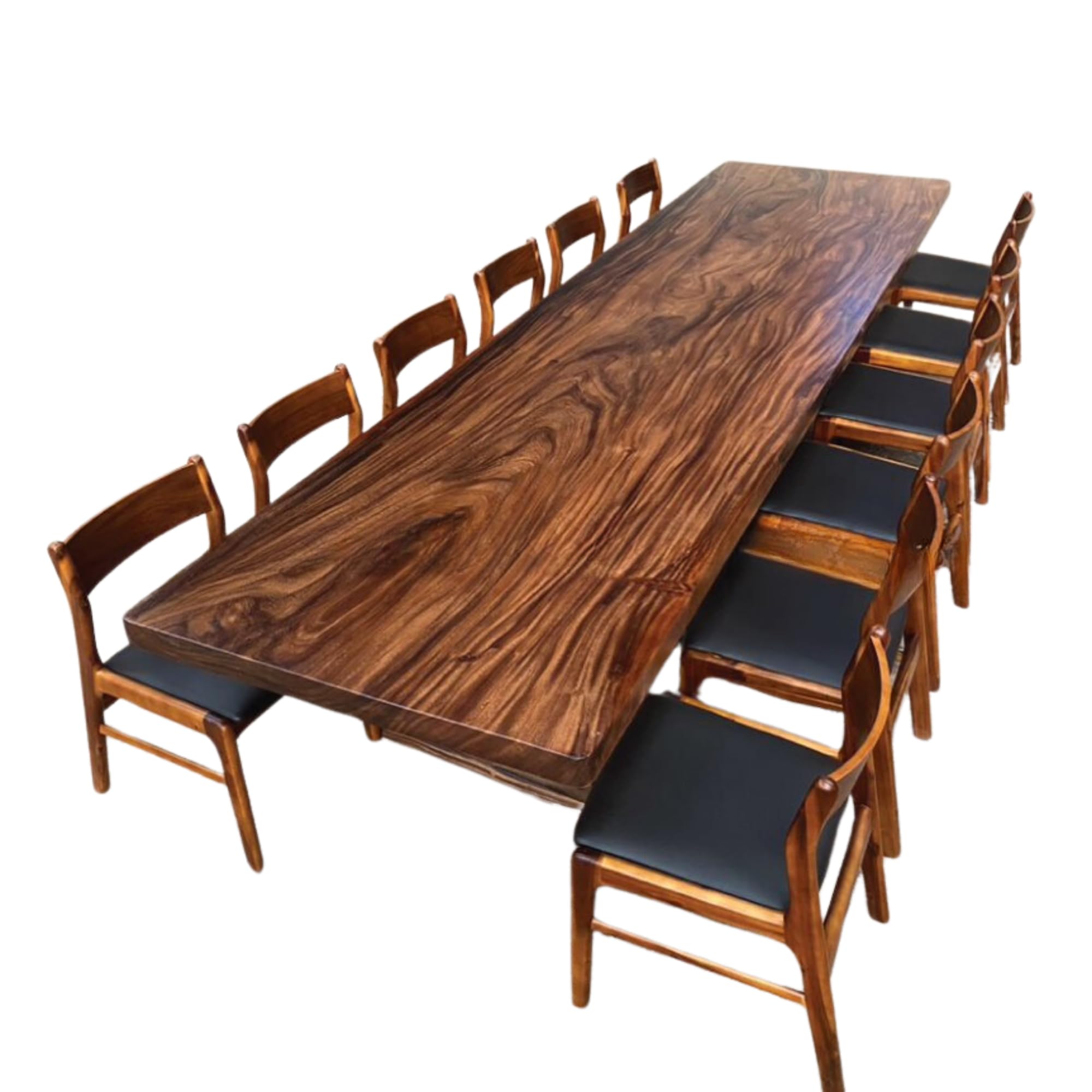 Custom Made Solid Wood Office Table Handmade Artistry Live Edge Family Dining Gaming Table Suar Wood Table Acacia