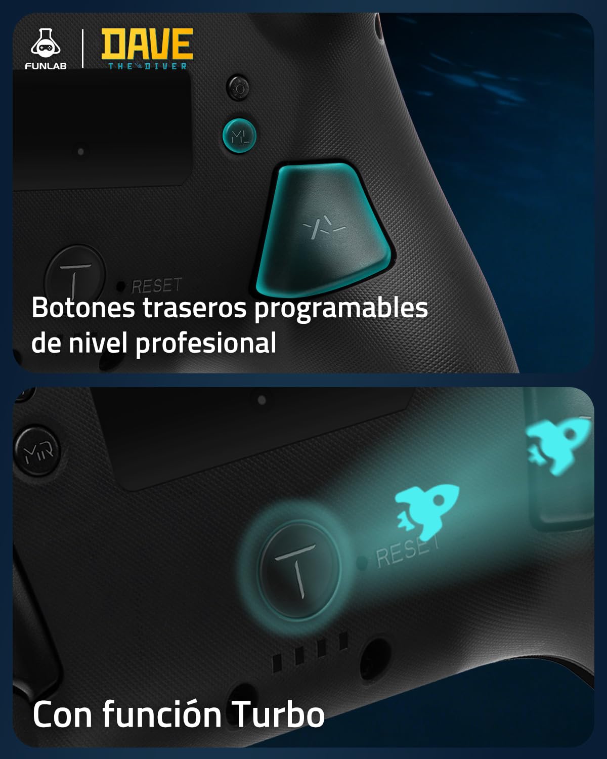 FUNLAB Mando Switch 2 Pro con Base de Carga para Switch /1/OLED/LITE, Licencia Oficial Dave the Diver FF05A-04, Efecto Hall, RGB Reactivo