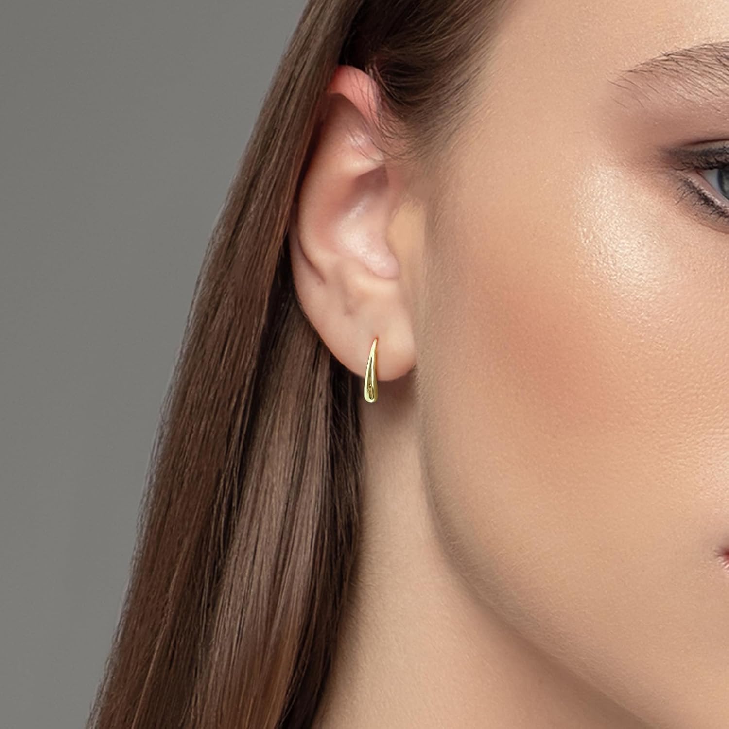 Tiny Pull Through Earrings Simple 925 Sterling Silver Earrings Minimalist Teardrop Threader Earrings for Women Trendy -Gold & Silver - Image 4