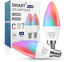 5W E14 Smart Bulb, LOHAS WiFi LED Bulb, Works with Alexa and Google Home, Alexa Light Bulbs, RGB Colour Changing Bulb, Remote Control, Cutomise Scenes by Tuya APP, No Hub Required, 2 Pack
