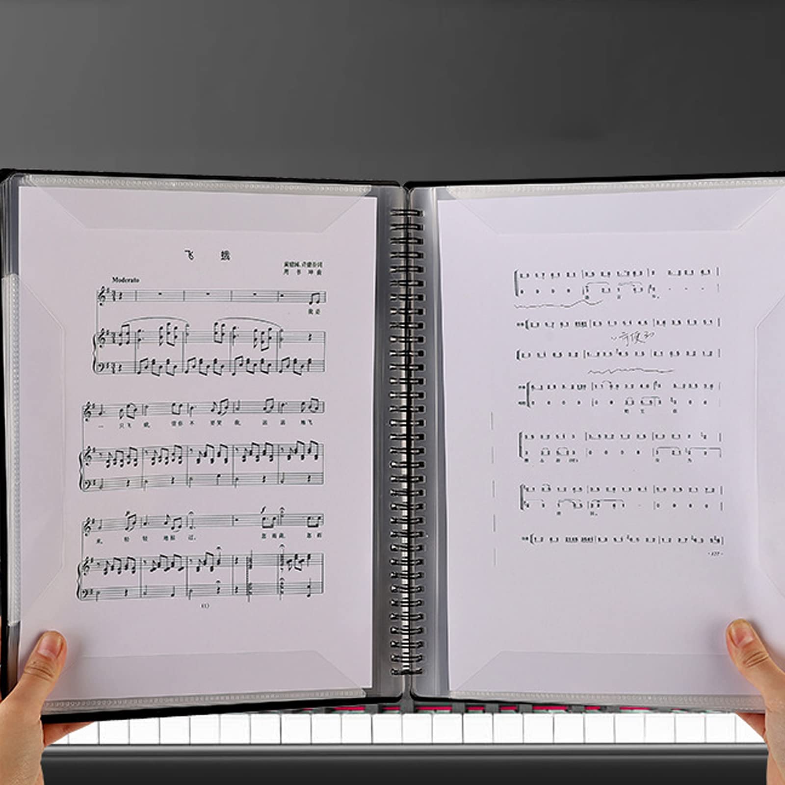 Dossier Classeur Partitions A4 – Porte-Feuilles Musique Plastique Transparent Avec Poches, Motif Clé De Sol
