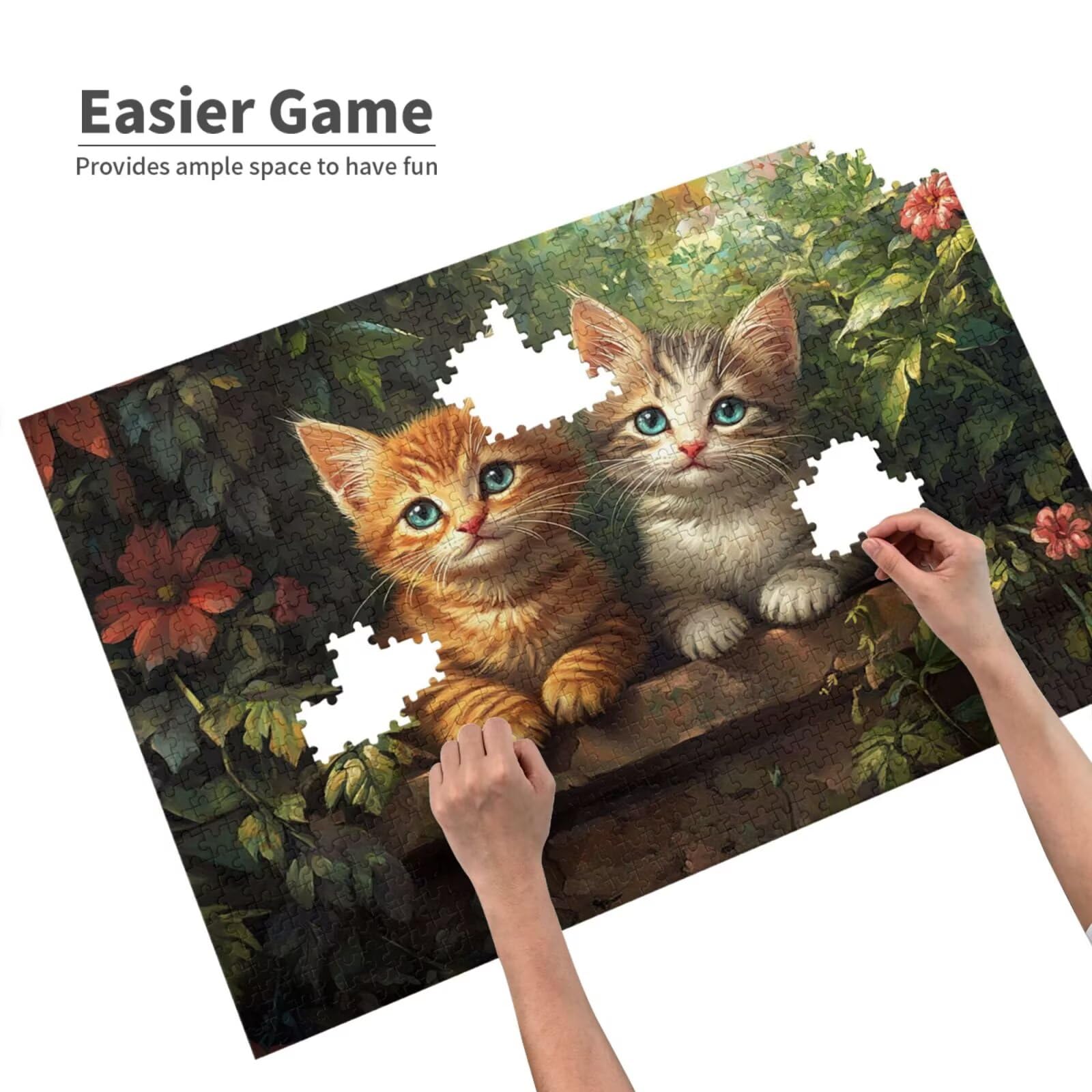 1000 Teile Katzen-Puzzle Für Erwachsene – Buntes Tierpuzzle Mit Niedlichen Kätzchen & Pflanzen