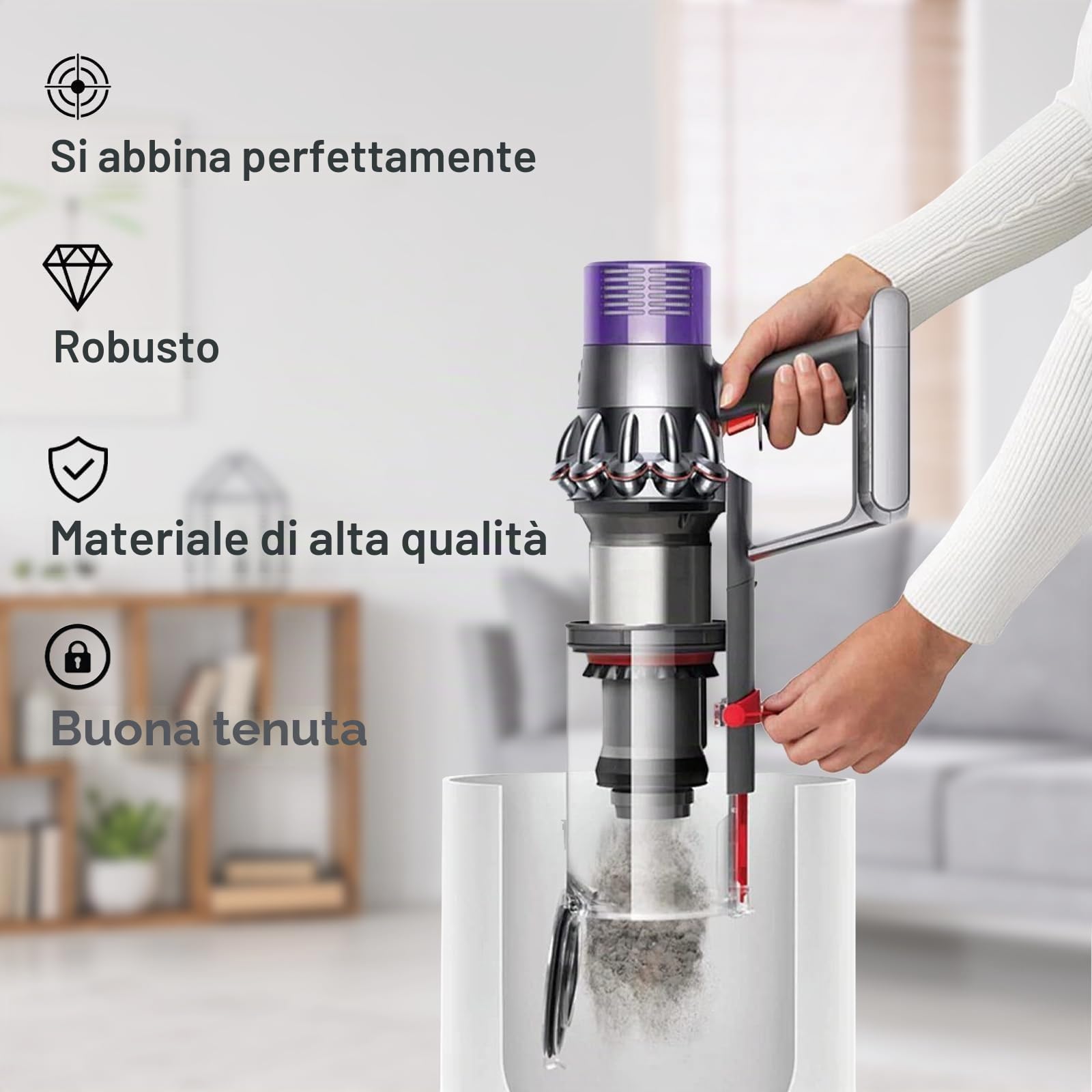 Set di Accessori per il Coperchio Inferiore del Contenitore per Dyson V10 SV12 SV13 SV27, Inclusi Filtro HEPA e Contenitore Trasparente di Alta Qualità per Ricambi per Dyson V10 Absolute