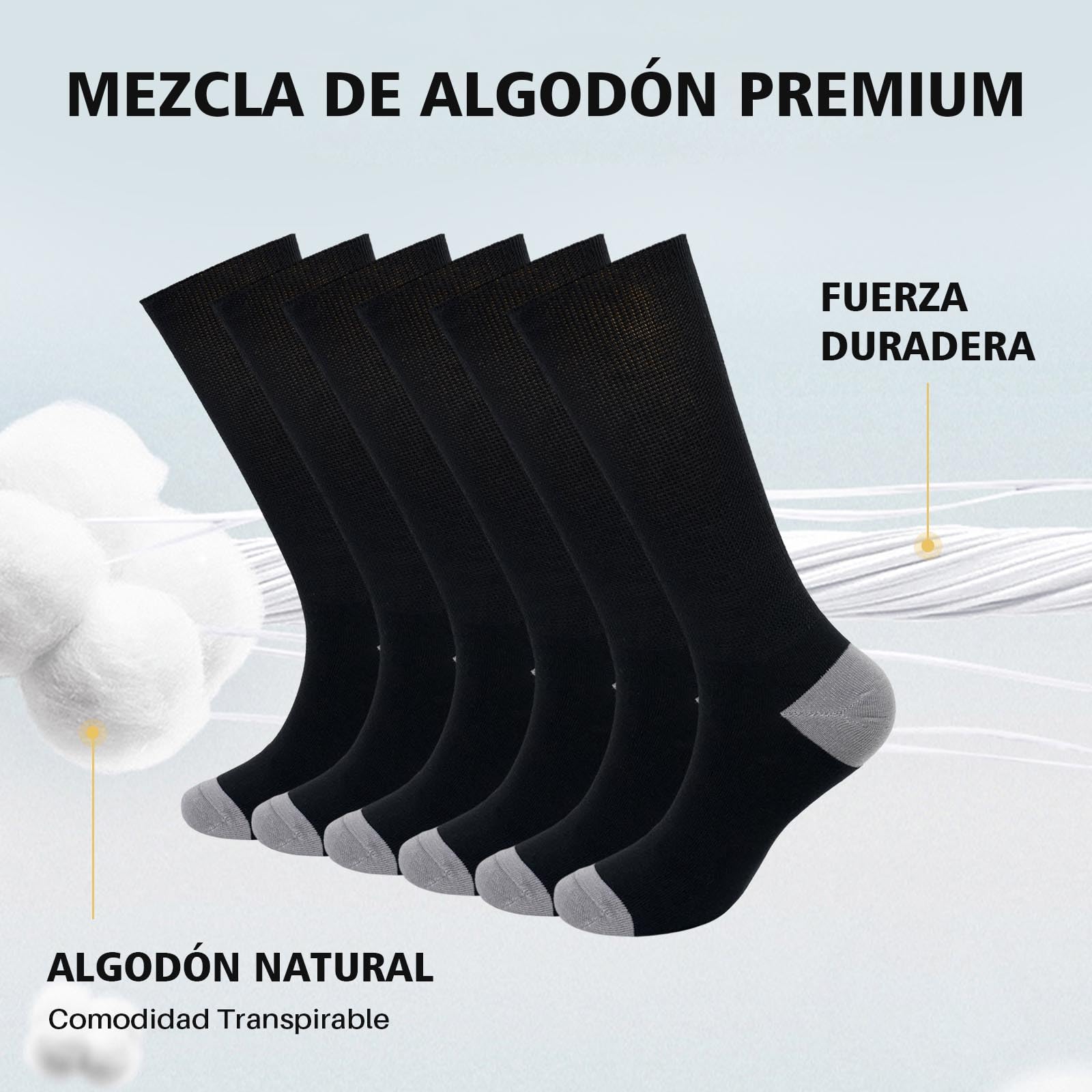 PUTUO Calcetines Diabeticos para Hombre Mujer: Calcetín sin Elastico y sin Costuras de Algodón para Hombres - Calcetines Extra Anchos para Pies Hinchados 6 pares