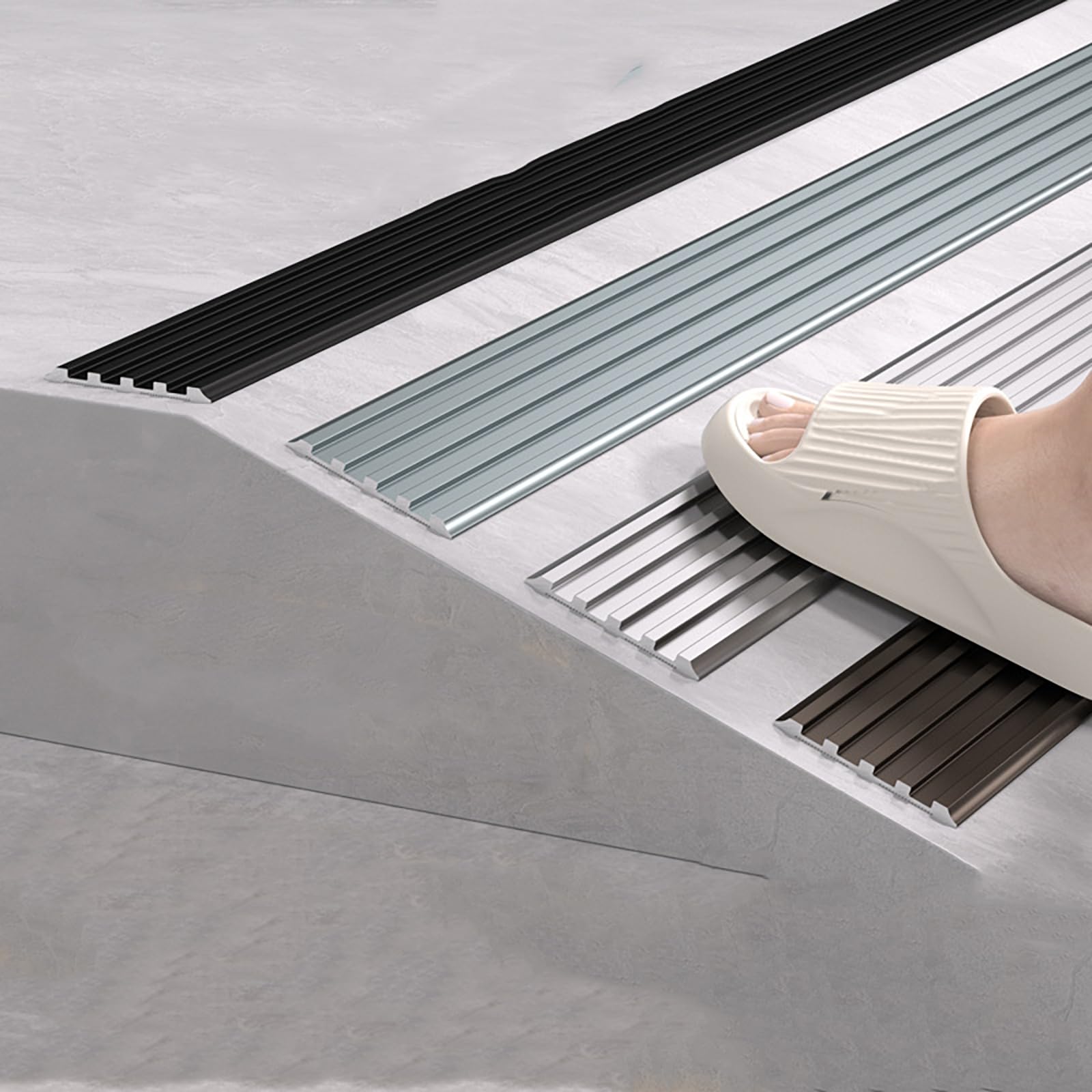 Tiras antideslizantes para peldaños de escalera de 95 pies, borde de aluminio, fácil de instalar, para protección de escaleras, 3 unidades, solución de seguridad plateada, 40 mm