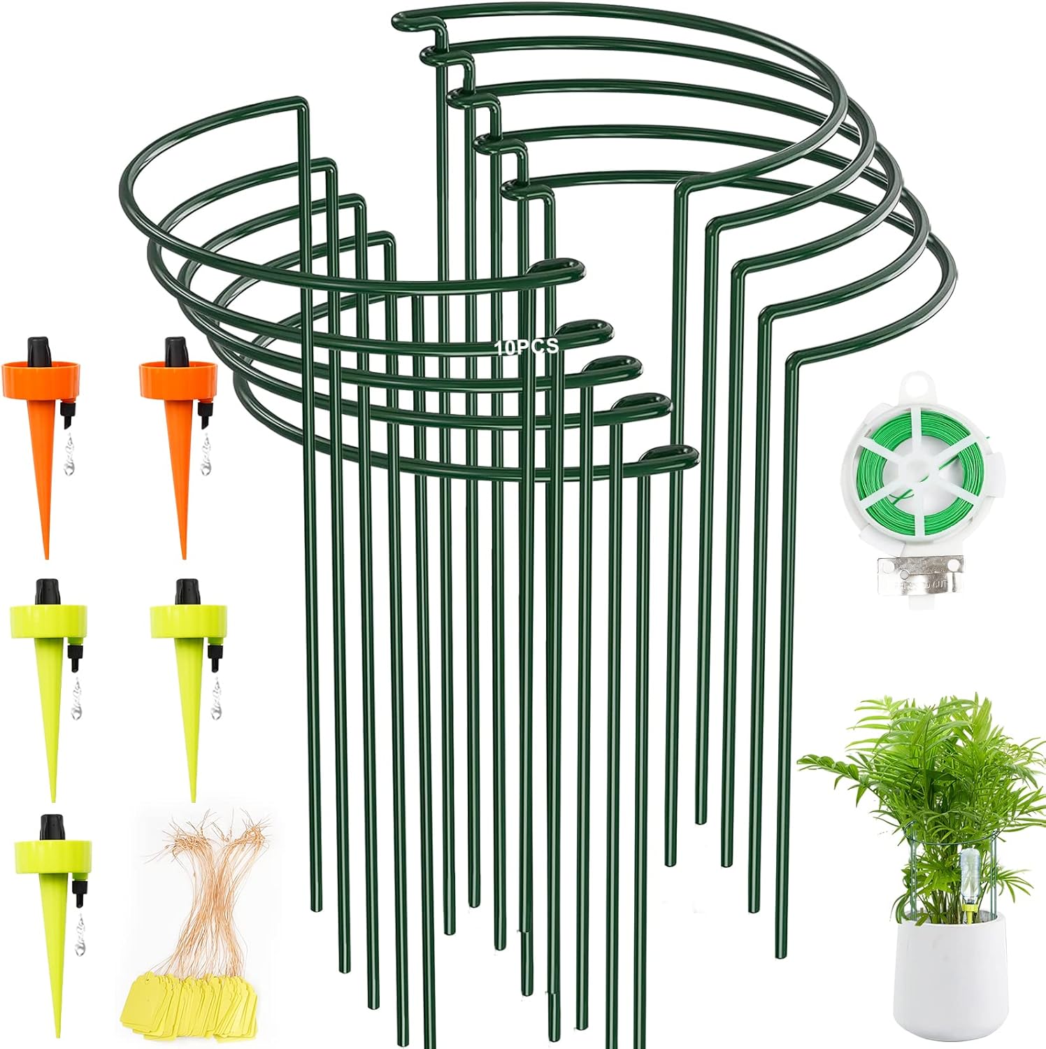 Giyiprpi 10 Packs Half Round Garden Plant Support Stakes, Flower