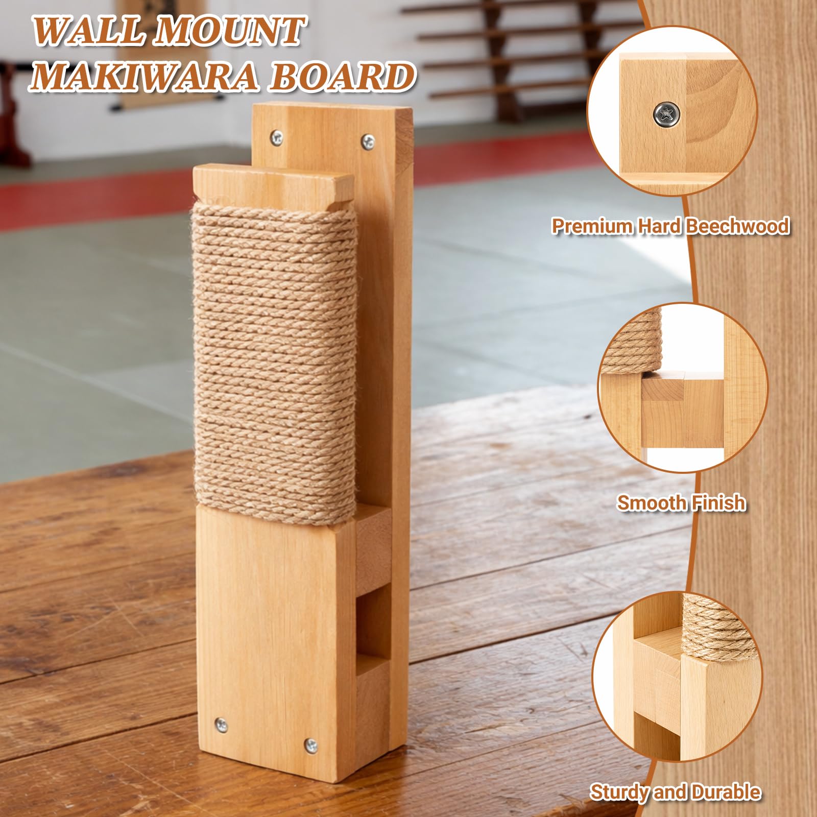Leinuosen Wandhalterung Makiwara Board Traditionelles Makiwara Punching Board Strike Pad für Erwachsene Kampfsport Training Karate Taekwondo