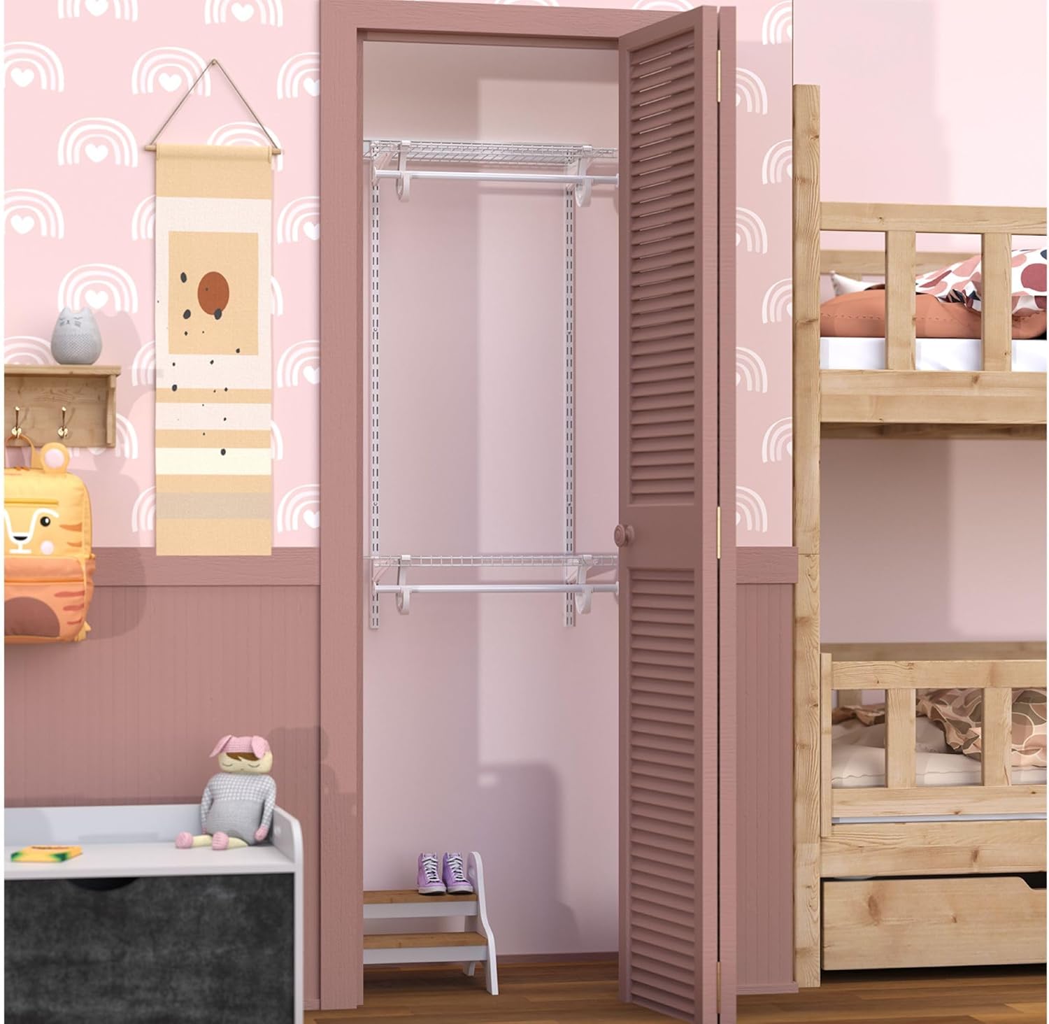 ClosetMaid ShelfTrack Closet Organizer System, Adjustable Double Hang Rod Kit, 2-Feet Wide, White image 4 of 6 B0G6GSTJVH