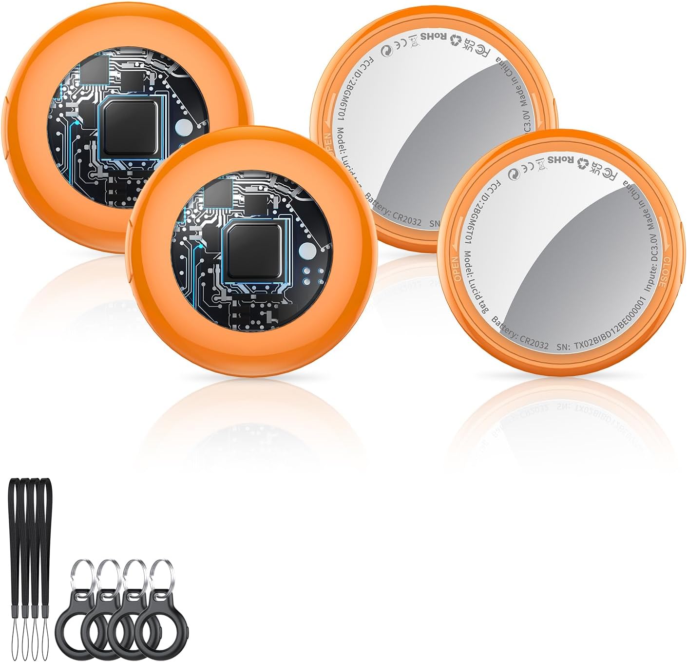 Product image of 2025 New [Apple MFi Certified] (iOS Only) Air Tracker Tag-4 Pack, Bluetooth Tracker for Apple Find My, Replaceable Battery, Key Finder and Item Locator Smart Tag for Keys, Bags, Luggage, Pet, (Orange)