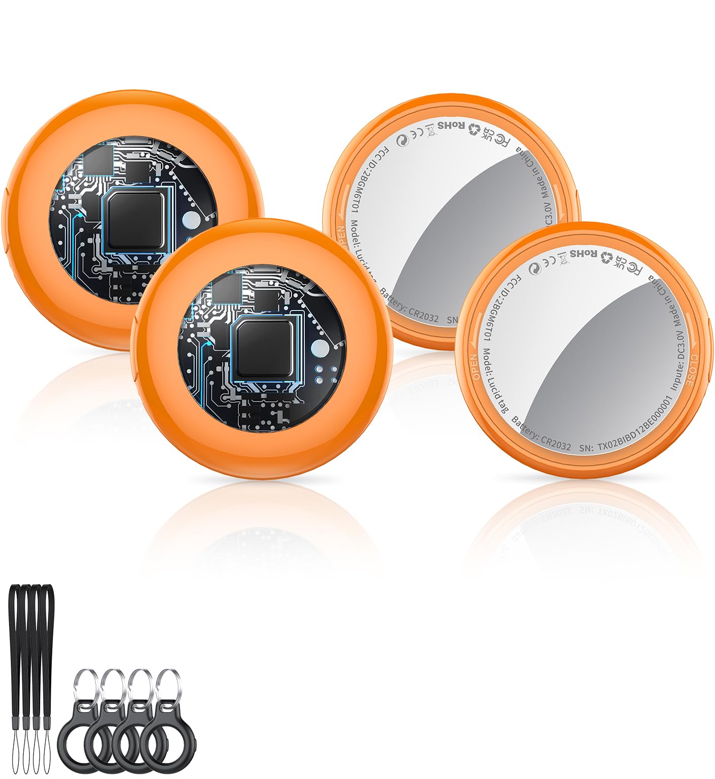 2026 New [Apple MFi Certified] (iOS Only) Air Tracker Tag-4 Pack, Bluetooth Tracker for Apple Find My, Replaceable Battery, Key Finder and Item Locator Smart Tag for Keys, Bags, Luggage, etc (Orange)