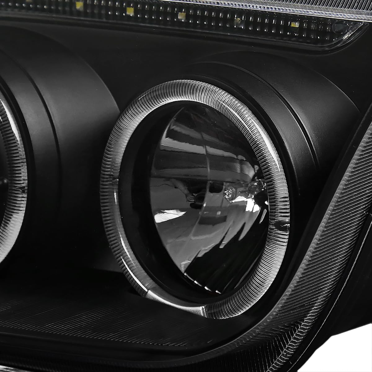 SPEC-D TUNING LED + Halo Projector Headlights Black Compatible with 1999-2005 VW Jetta/Bora Mk4, Left + Right Pair Headlamps Assembly