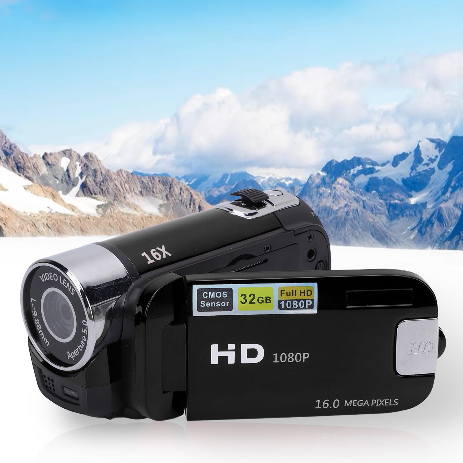 Elprico Videocamera Zoom Digitale 16X, Schermo Colorato da 2,4 Pollici, Fotocamera per Anti-vibrazioni per YouTube, Videocamera per Registrazione Video in Loop