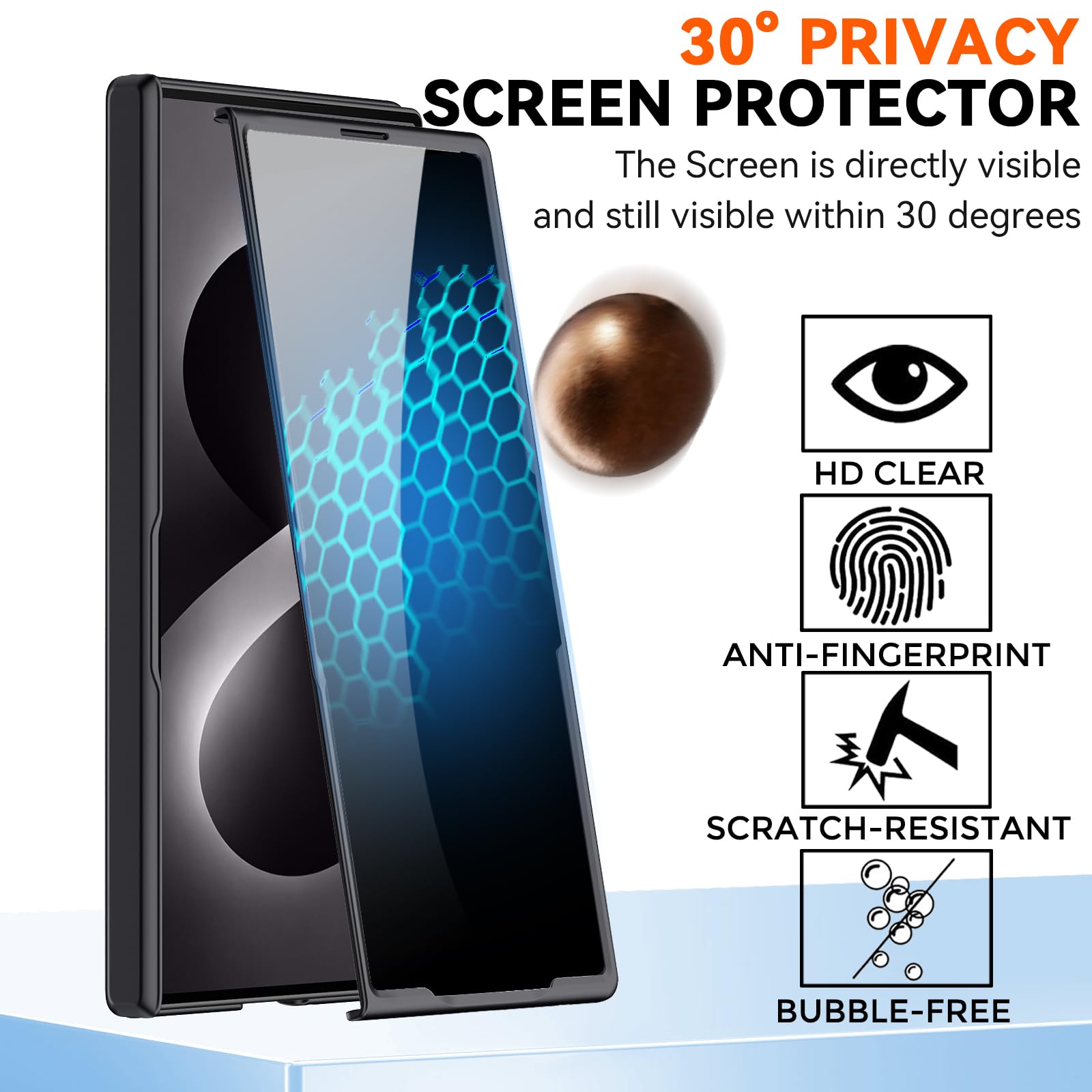 Funda para Samsung Galaxy Z Fold 8 Ultra con soporte de anillo magnético, [compatible] Protector de pantalla de privacidad integrado, cobertura completa, bisagra, funda protectora para teléfono