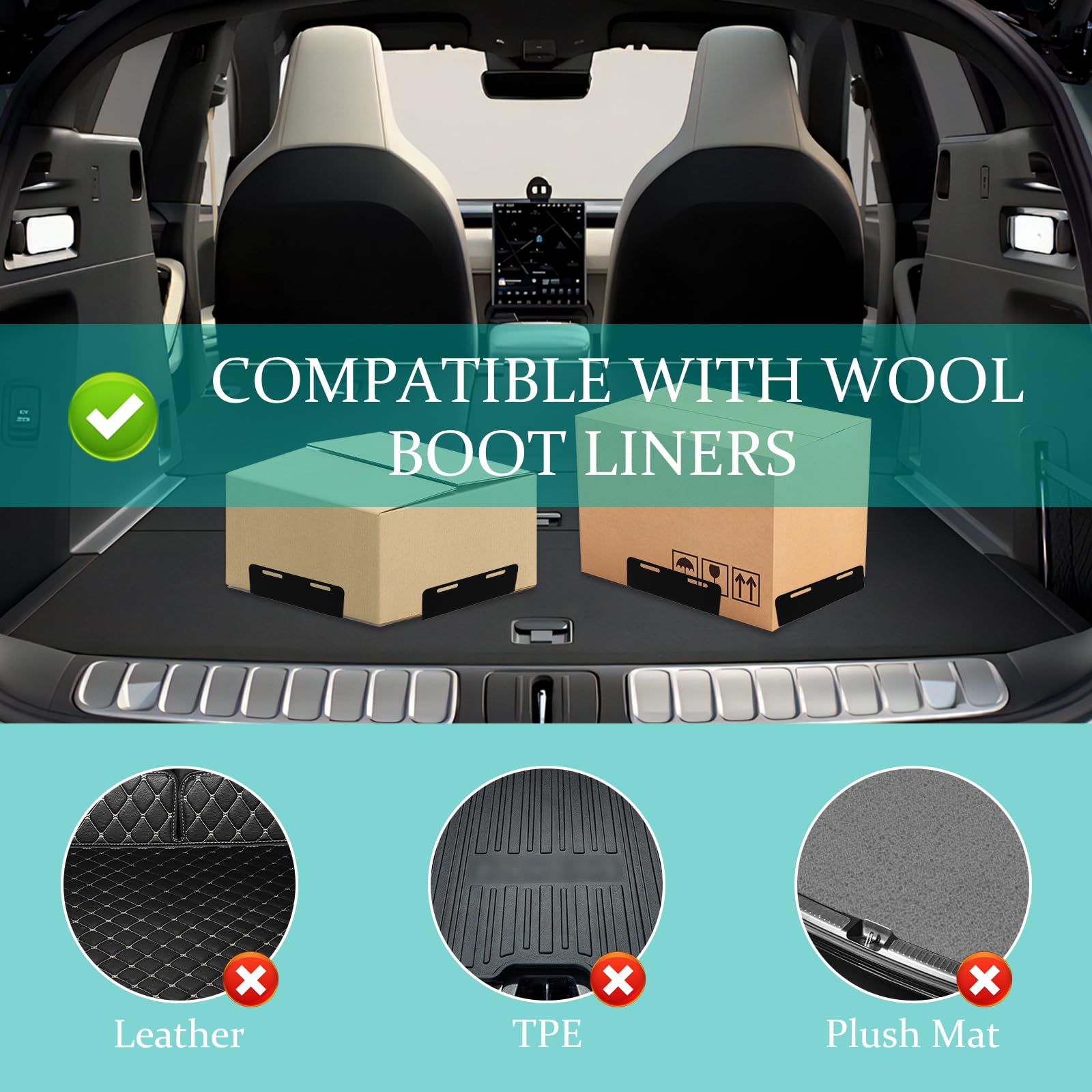 4 PCS Separador de maletero,Organizador de maletero con para fijación de equipaje,Organizador de Maletero Coche y SUV,Adecuado para Sedan,Station Wagon,SUV