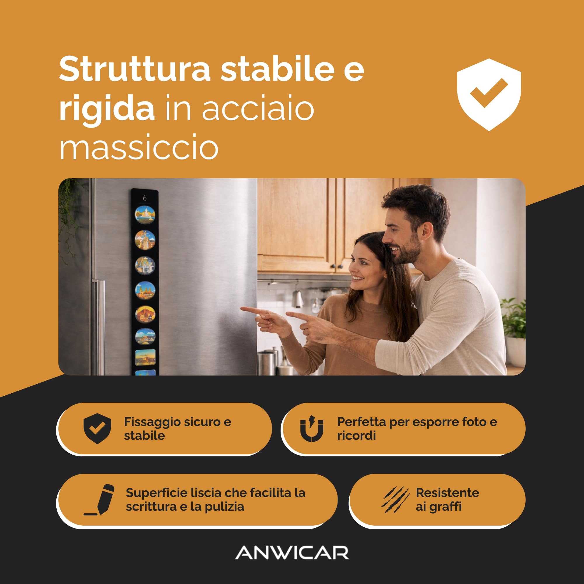 Lavagna Magnetica - Bacheca magnetica 100x6 cm - Ideale per magneti e appunti - Lavagna scrivibile - incl. kit di montaggio - Nero