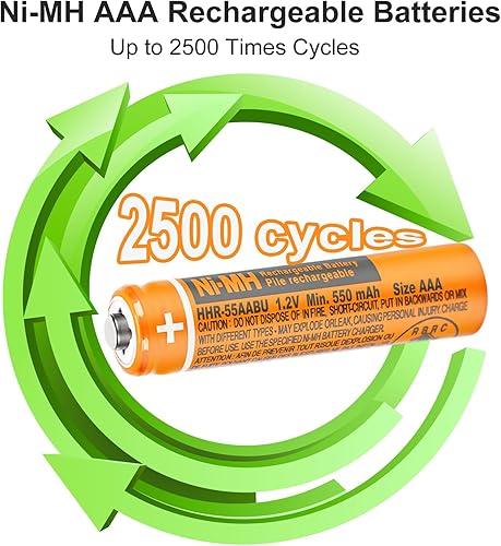 Miniatura 5 de OSIM Paquete de 12 pilas recargables HHR-55AAABU NI-MH AAA de 1.2 V 550 mAh AAA NiMH baterías recargables para teléfonos inalámbricos Panasonic,
