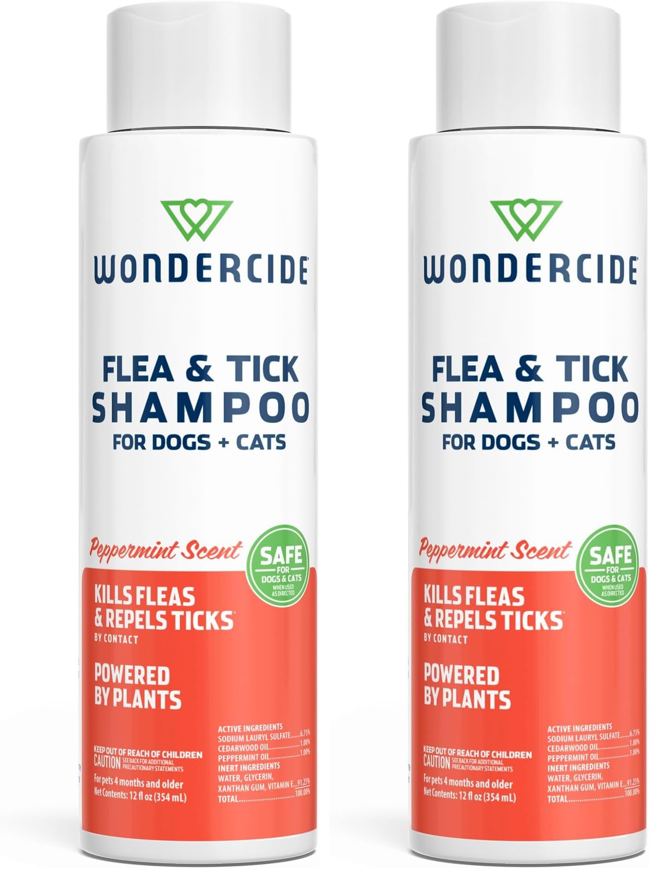 Wondercide - Flea &amp; Tick Shampoo for Dogs and Cats - Flea and Tick Killer Treatment with Natural Essential Oils - for Pets Over 4 Months - Powered by Plants - 12 Fl oz (Pack of 2)