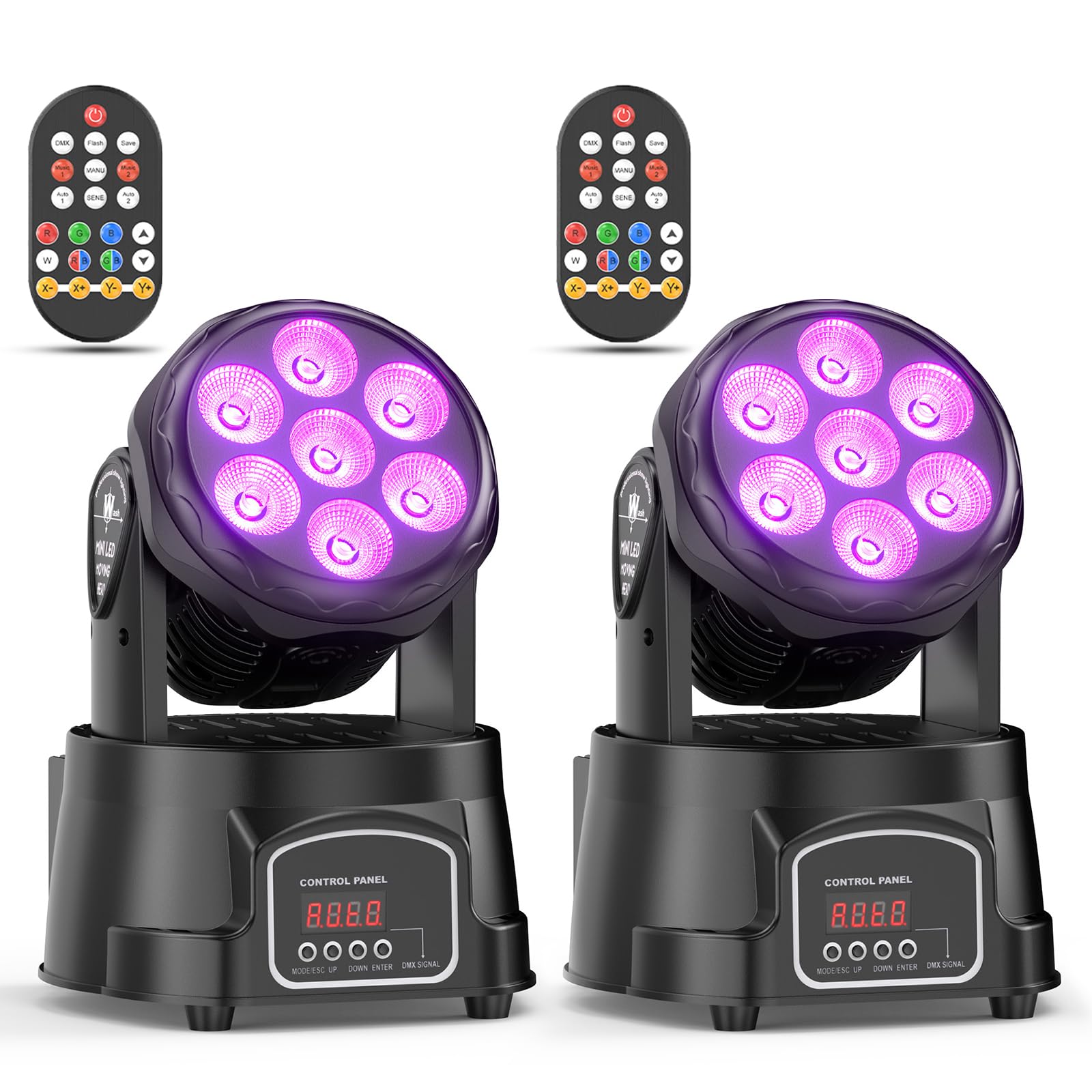 2 Unités 7X15W Lyre LED Moving Head RGBW 4-en-1 Jeux Lumiere Disco de Scène Tête Mobile dmx512 avec Télécommande pour Disco DJ Club Fête Bar-Nouvelle Version