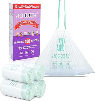 Drawstring Litter Box Liners Compatible with Robot, Heavy Duty Self-Cleaning Litter Boxes Waste Drawer Liners Replacement Bags 100pcs