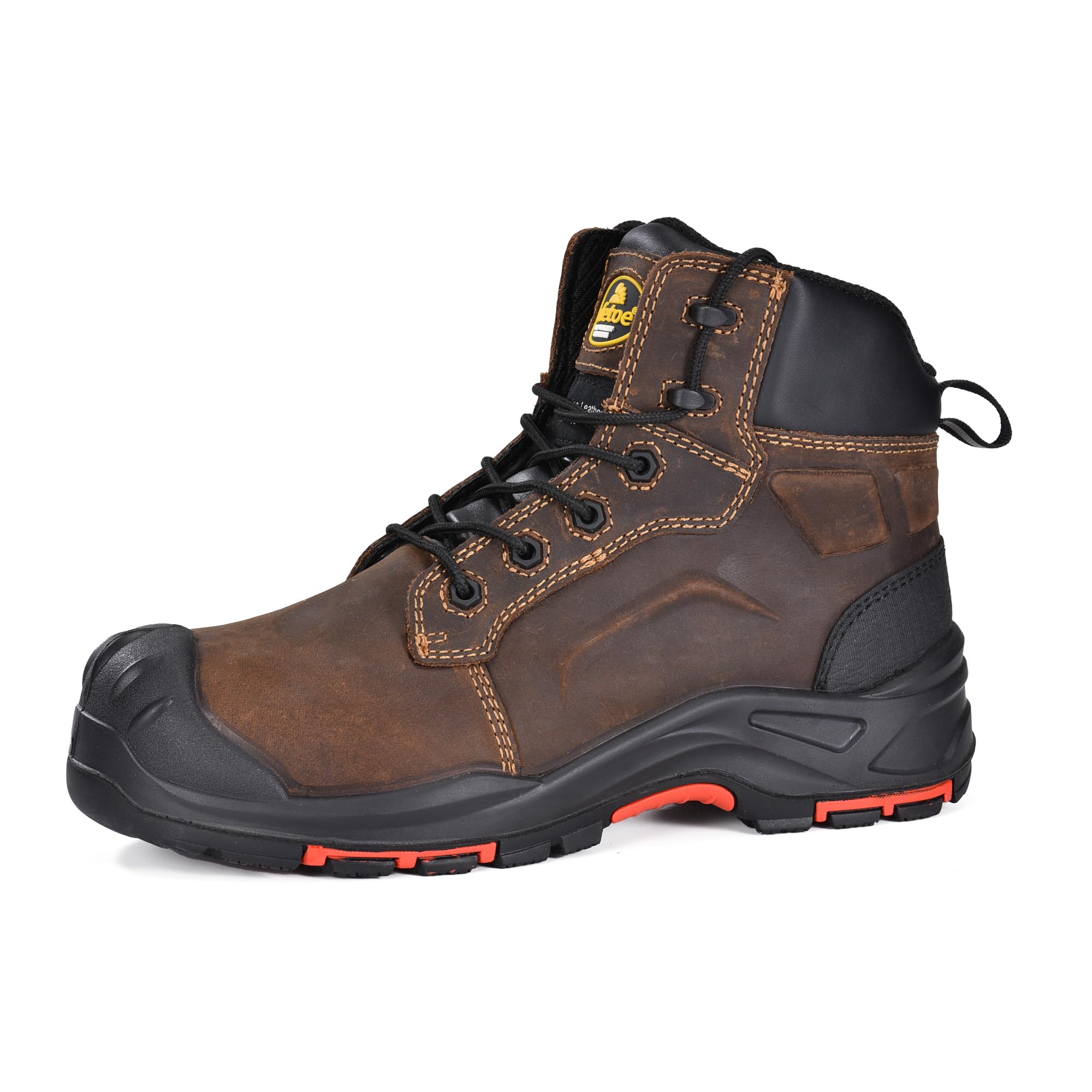SAFETOE Sicherheitsstiefel M-8552 Herren Wide Fit Composite Toe Arbeitsstiefel ESD antistatisch wasserbeständiges Rindsleder Heavy Duty Anti-Nagel Composite Platte Anti-Rutsch Pu Gummisohle S3 SRC