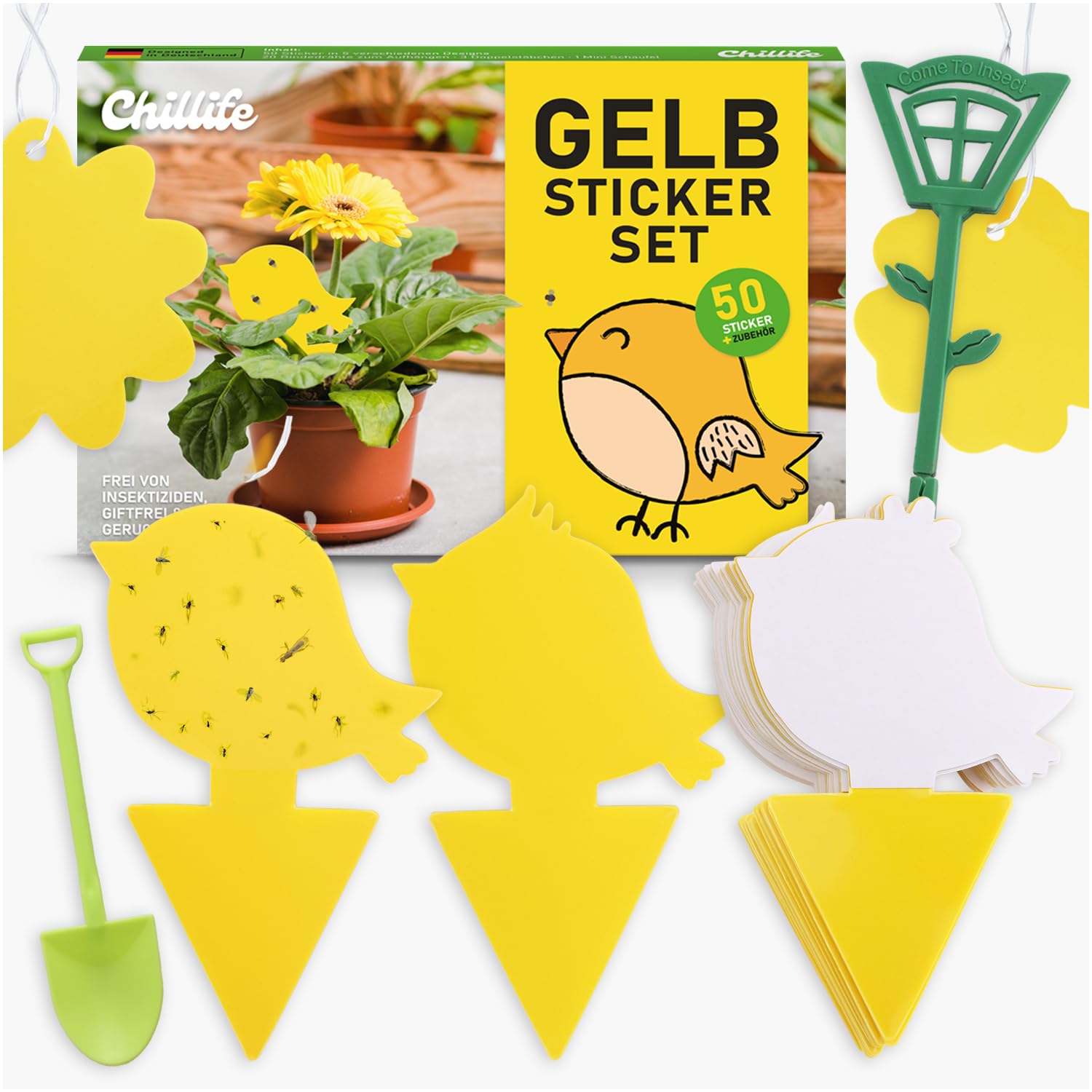 Chillife Fungus Gnat Killer for Indoor Plants, 30 Yellow Sticky Traps