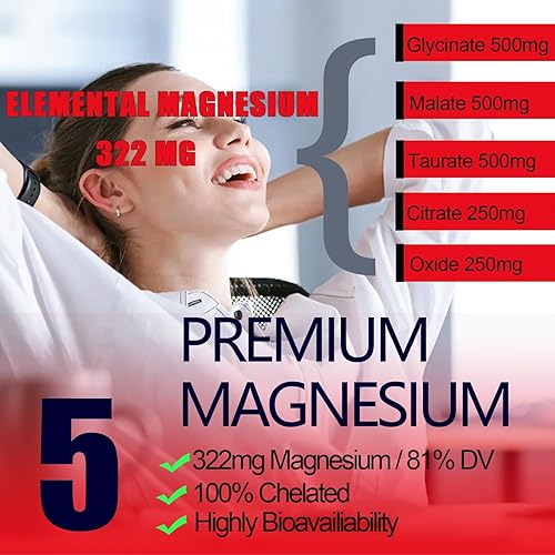 Miniatura 4 de Gotas líquidas de glicinato de magnesio, complejo de magnesio quelatado 5 veces con zinc, D3, L-teanina, Ashwagandha, suplemento orgánico de