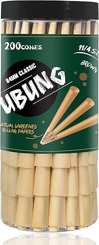 UBUNG Paquete de 200 conos preenrollados de tamaño 114, papel de liar de 3.307 in con puntas