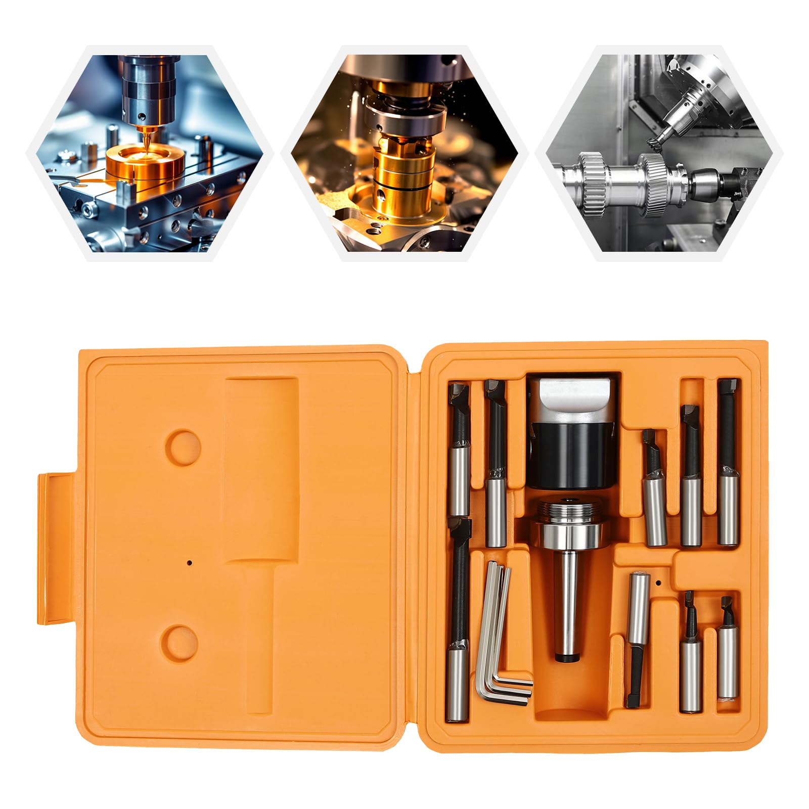 Ausdrehkopf Set, Bohrkopf-Set mit 9 Stück Langweiliger Stangen in Verschiedenen Größen M12 Gewinde Genauigkeitsbereich 0-40mm für Fräs- und Bohrmaschinen