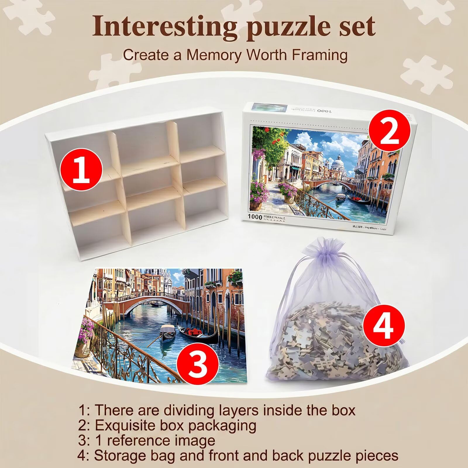 Città architettura-2 Puzzle 1000 Pezzi per Adulti, Puzzle in Legno - Collezione Classica con Poster Incluso - Sfida di Concentrazione e Passatempo Antistress, Gioco per Famiglia, 75 x 50 cm f0-47