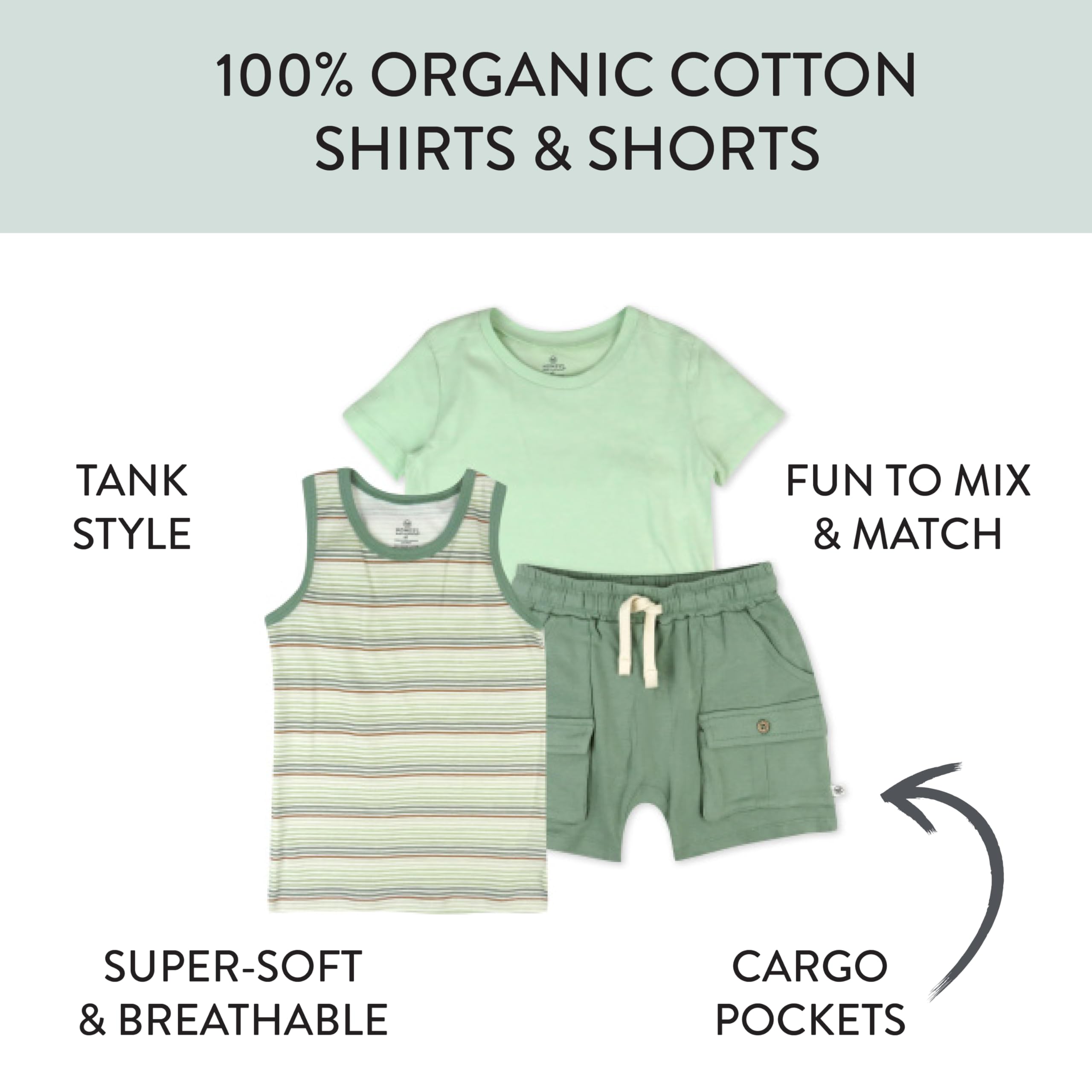 HonestBaby Fashion Outfit Sets Tops and Bottoms 100% Organic Cotton for Baby and Toddler Girls, Drifting Stripe Sage